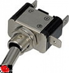 Vypínač kovový 12mm 25A / 12V s červenou LED - on/off