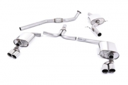 Catback výfuk Milltek Audi A4 B8 2.0 TFSI S-line 2WD/Quattro manuál Sedan/Avant (08-11) - verze s rezonátorem - koncovky černé Quad (homologace)