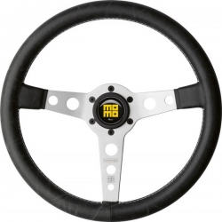 Volant Momo Heritage Line Prototipo 350mm - černý/stříbrný - kůže