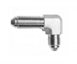 Upínací hlava (bulkhead) koleno 90° D-03 (AN3) 3/8"x24-UNF - nerezová
