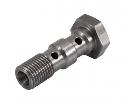 Průtokový šroub na 2x banjo D-04 (AN4) 7/16"x20-UNF - délka 30mm - nerezový