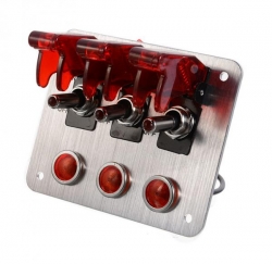 Startovací panel hliníkový - 3x přepínač kill switch + LED