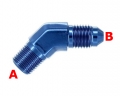 Redukční fitinka koleno 45° D-06 (AN6) 9/16"x18-UNF - 3/8"-NPT