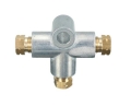 Téčko s výstupy 3x trubka 3/16" (4,75mm) se závity M10 x 1.0 s držákem