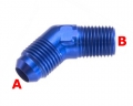 Redukční fitinka koleno 45° D-10 (AN10) 7/8"x14-UNF - 1/2"-NPT