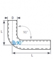 Hliníkové (Alu) koleno L - průměr 54mm (2,13 palce) - délka 60cm