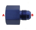 Redukční zužující fitinka D-04 (AN4) 7/16"x20-UNF samice - D-03 (AN3) 3/8"x24-UNF samec