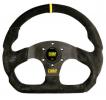 Volant OMP Superquadro 330mm - černý/černý - semiš 