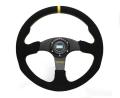 Sportovní volant Epman - 350mm semiš - černý/černý (žlutý proužek)