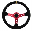 Sportovní volant SW018 - 350mm semiš / 90mm - černý/červený